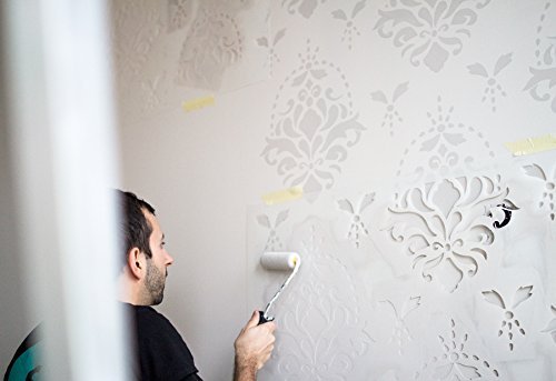 Flower Garden Wall Stencil for Painting - Expedited 3 days Delivery - Damask Wall Accent - Reusable Template - Large Mylar Washable Plastic - Repeatable Pattern for Wall Décor