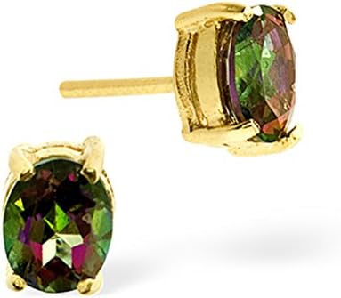 TheDiamondStore | Stud Earrings - Mystic Topaz 0.80ct - w/Butterfly Backs - 9K Yellow Gold