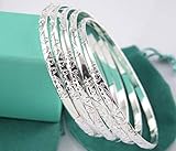 by lucky Lots 5pcs 925 Sterling Silver Carving Women's Cuff Bracelet Bangle Jewelry Gift