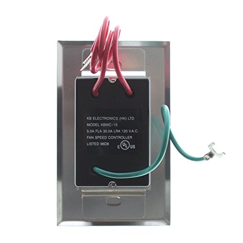 KB Electronics Model KBWC-15K (UR) Variable Speed Fan Control, Wall Mount, Rated 5.0 Amps @ 120 VAC for use with Shaded Pole and PSC Motors
