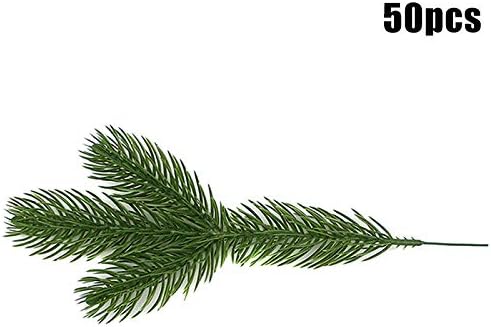 Fanville 50 PCS Artificial Pine Tree Branches Fake Pine Branches Plastic Shrubs Greenery Simulation Plant Flower Accessories for Wreath Christmas Décor