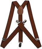 ORSKY Adjustable Leather Suspenders with Very Strong Clips for Men