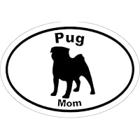 WickedGoodz Oval Vinyl Pug Mom Decal, Dog Bumper Sticker, Pet Owner Gift