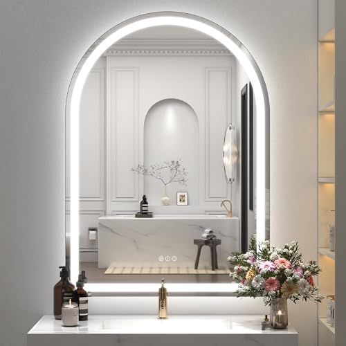 CHARMOR Arch LED Bathroom Mirror Dimmable Anti Fog 3 Colors