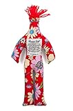 Dammit Doll - Classic Dammit Doll - Fleur De Cerisier - Assorted Floral on Red , Green Hair - Stress Relief, Gag Gift