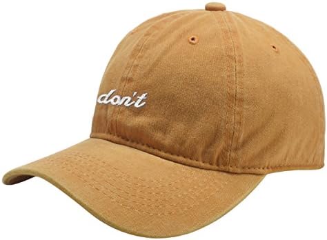 OUOK Don't Wheat Yellow Washed Dyed Peaked Hat Embroidered Logo Adjustable Dad Cap