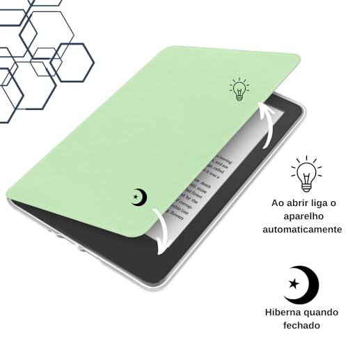 Capa Para Kindle 11ª Geração 2024 e 2022 (C2V2L3 e RS23CV) 6 Polegadas Acrílico Sistema de Hibernação - Fechamento Magnético (Verde Claro)