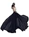 Women's Summer Chiffon Mopping Floor Length Big Hem Solid Beach Maxi Skirt (Large),Black,Large