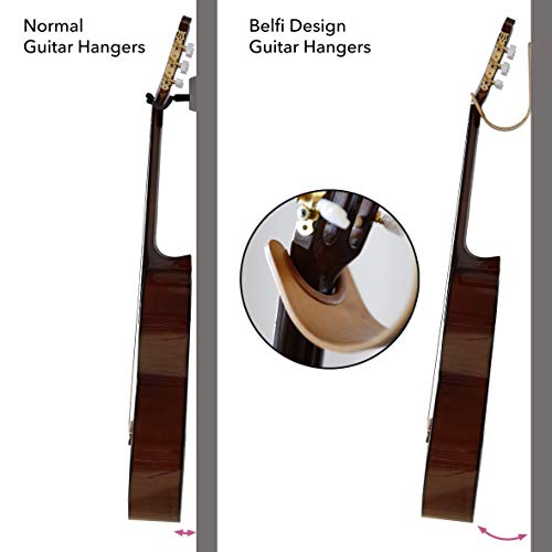 Plywood Guitar Wall Mount Holder with pick slot on top, Modern and unique Design Guitar Hanger for Bass Acoustic Electric Guitars Ukulele Folk Violin Mandolin Banjo Stand (Black Walnut)