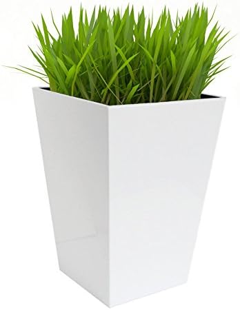 Madeira Conica Stainless Steel Planter - 20" in. tall - White