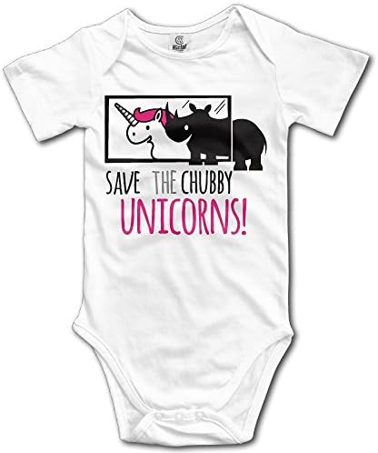 Save The Chubby Unicorns Pink Cute Rhino 0-3 Months Baby Onesie Cotton Baby Short Sleeveclothes