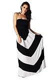 Charm Your Prince Women's Sleeveless Summer Chevron Empire Maxi Dress Black and White