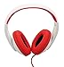 Connectland Over Ear 3.5mm Wired Headphone, Microphone Lightweight Adjustable Headband for Kids,Teens,Adults. iPhone iPad Tablet, Red&White CL-AUD63080