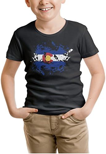 Vanvin American Colorado Flag USA cool Cute Kids cotton Short Sleeve o-neck Funny black t Shirts (140)