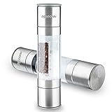 DRAGONN Salt and Pepper Grinder 2-in-1 Set, Stainless Steel Salt Grinder, Ceramic Grinder, Dual Salt Mill & Pepper Mill, Salt Pepper Grinder Set