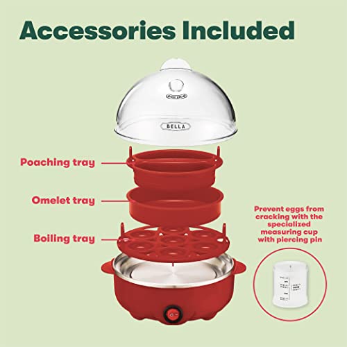 BELLA Rapid Electric Egg Cooker and Poacher with Auto Shut Off for Omelet, Soft, Medium and Hard