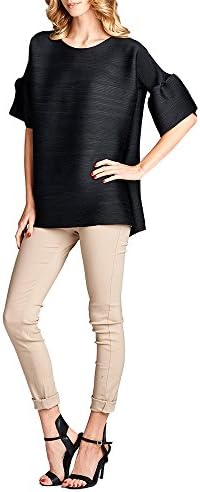 Nabisplace Women's Pleated Audrey Black Top 60422