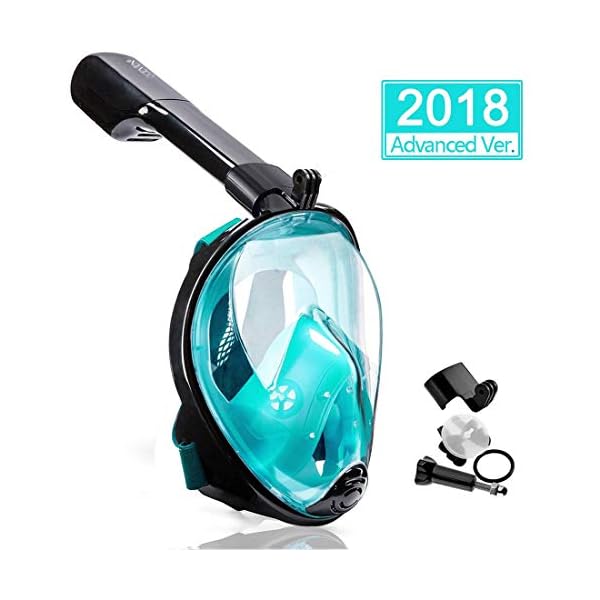 OCEVEN Panorama Vollmaske Schnorchelmaske Tauchmaske Vollgesichtsmaske mit 180° Sichtfeld, Dichtung aus Silikon Anti-Beschlag & Wasserdicht für Erwachsene und Kinder Anti-Fog Anti-Leak (Grün, S/M) 29 41PthUAV7eL. SS600