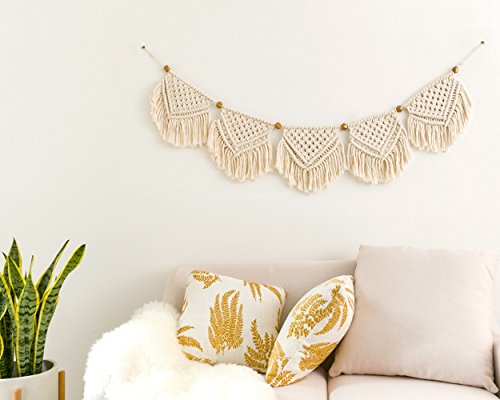 Mkono macrame banner wall hanging home decor, 7"w x 35"…