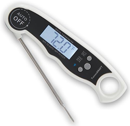 ThermoKRAFT PRO [2017 NEWEST MODEL] - Digital Instant Read Food Cooking Thermometer Probe for Kitchen, BBQ, Grilled Meat, Baby-Formula | Includes Integrated Magnet + Internal Temperature Guide (White)