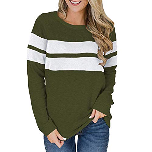 Byyong Women's Casual Long Sleeve Color Block Loose Pullover