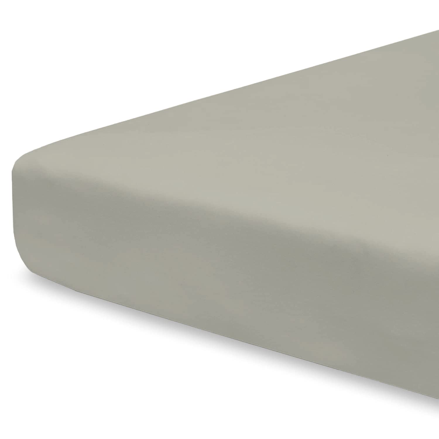 Pizuna Travel Cot Fitted Sheet 60 x 120 cm, Silver, 400 Thread Count 100% Long Staple Cotton Fitted Bed Sheet, Soft Sateen Weave Travel Cot Sheet with 15 cm Deep Pocket