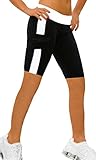 iLoveSIA Women's Tights Capri YOGA Running Pants Leggings Black+White L