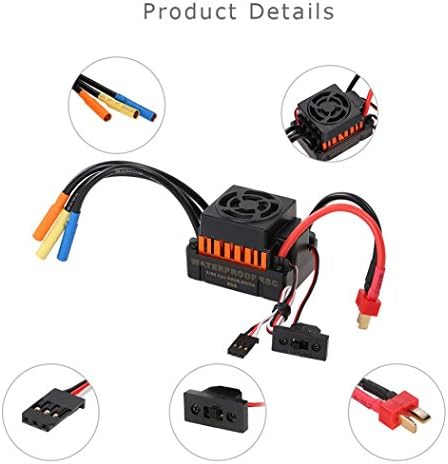 Chartsea Sensorless 60A Brushless ESC Electric Speed Controller for 1/10 RC Car Racing Set FT (60A)