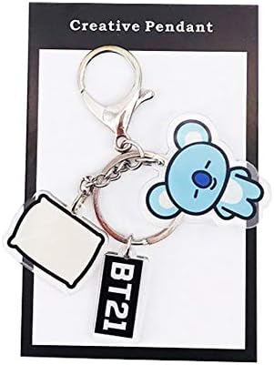 LrIglPjP cute BTS Bangtan Boys Keychain Bt21 Key Chain Love Yourself J-Hope V Suga Tata Cooky Shooky Keyring Key Pendant Small Exquisite Jewelry( H04)