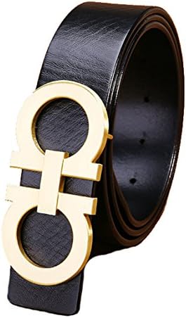 GoblinKingdom Men Business Casual H Word With Double Hole Smooth Leather Buckle Belt