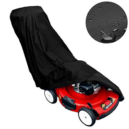 Penck Lawn Mower Cover, Waterproof 600D Polyester Oxford UV Weather Resistant Protection Windproof Heavy Duty Durable Universal Fits with Storage Bag for Your Electric Gas Push Lawn Mower