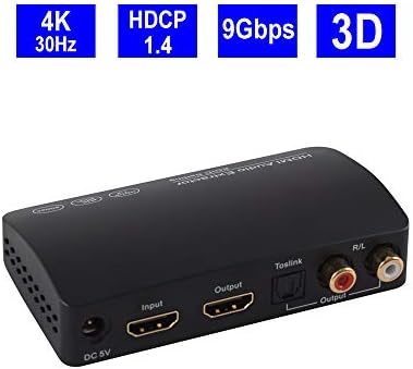 Guanchi HDMI Audio Extractor Splitter Support Channel 5.1/ADV/2.0 Stereo Speaker Toslink RCA(L/R) Audio Separator Converter 4K 30Hz 9Gbps 3D for HDTV X-Box PS4/3 BD TV/HDTV HDCP1.4