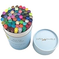 Super Doodle Dual Tip Coloring Markers Fineliner Brush Pens - 60 Color Water-Based Art Marker Pen Set for Bullet Journal, Calligraphy, Sketching, Kids Drawing and Adult Coloring Books