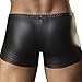 L'ASHER Men's Sexy Faux Leather Low Rise Snug Erotic Underwear Boxer Brief Black