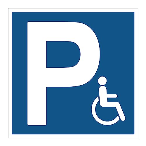 Mandatory NF ISO7010 Mandatory Mandatory Sticker - Laminated Square Sign - Water and UV Resistant - Parking for Disabled People - 15 x 15 cm