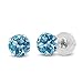 Gem Stone King 10K White Gold Gemstone Birthstone 4-Prong Stud Earrings For Women Men | Round 5MM | Fine Jewelry for Her Mom Women Wife Men