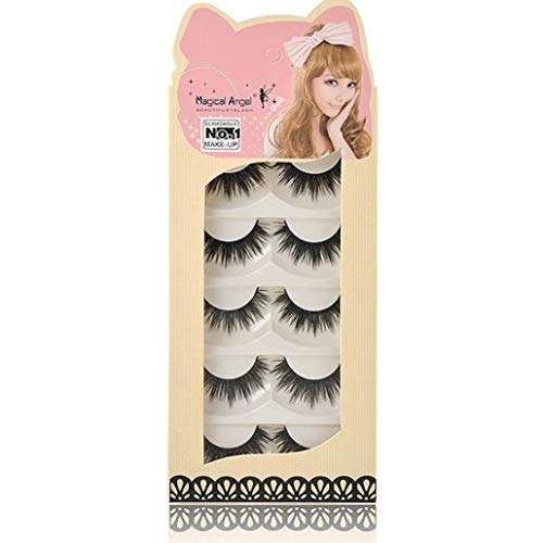 Sdoo Fake Eyelashes Makeup Hand-made Thick Crisscross Deluxe False Lashes Black Band Nature Long Reusable 5 Pairs Pack (A) - Thumbnail 4