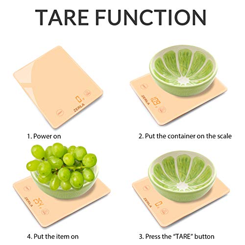 Kitchen Food Scale, ZERLA Multifunction Scale and LED Display, Glass
