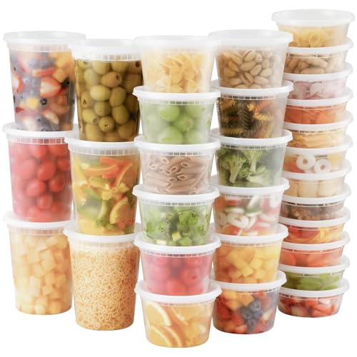 AOZITA 48 Sets Plastic Deli Containers With Lids, 8 oz 16oz 32oz Variety pack,…