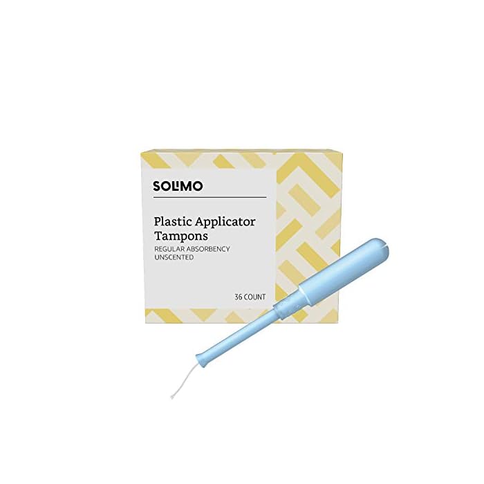 Amazon Brand - Solimo Plastic Applicator Tampons, Regular Absorbency, Unscented, 36 Count, 1 Pack