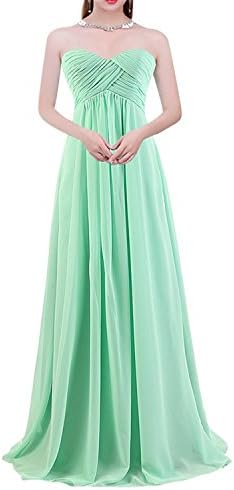 oppicong Women's Elegant Celebrity Prom Dresses Strapless Plain Chiffon Party Gown Aqua6