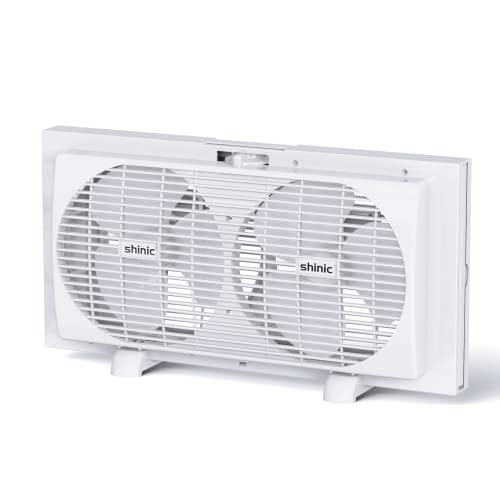 Shinic 9 Inch Twin Window Fan Reversible Airflow Control, 2 Speeds