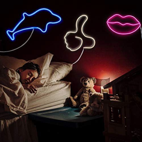 SEKKVY LED Neon Sign, 39.3’’ Shapeable Neon Strips Light, USB/Battery Powered, DIY Wall Decor Waterproof Neon Light Sign Can be Used Indoors and Outdoors (White Light)
