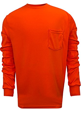 National Safety Apparel C54PQLSLG FR Classic Cotton Long Sleeve T-Shirt, 100% FR Cotton, Large, Orange