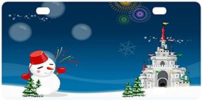 Merry Christmas Cute Snowman Strong And Durable Aluminum Car Metal License Plate Frame for Women/Men Four Holes Tag 12" X 6"