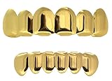 New Custom Fit 14k Gold Plated Hip Hop Teeth Grillz Caps Top & Bottom Grill Set