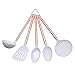 COOK With COLOR 5 Piece Nylon Cooking Utensil Set on a Ring with Rose Gold Copper Handles (White)