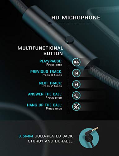 PeohZarr On-Ear Headphones with Microphone, Lightweight Folding Stereo Bass Headphones with 1.5M Tangle Free Cord, Portable Wired Headphones for Smartphone Tablet Laptop Computer MP3/4-Mint