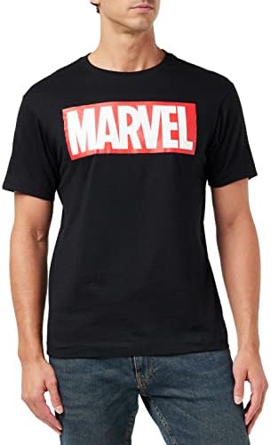 MARVEL Men's Marvel Comics - Core Logo T Shirt, Black, S UK