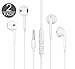 DG Electronics Wired 3.5MM Earphone Earbuds Headphones + 1 EVA Carry Case w/ Remote and Microphone for Workout Sports Fitness Sweat Proof (White X2)